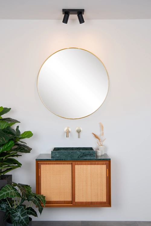 Lucide TAYLOR - Plafondspot Badkamer - LED Dim to warm - GU10 - 2x5W 2200K/3000K - IP44 - Zwart - sfeer 1